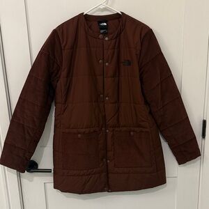 The North Face Brown Quilted Coat- M- Like New. Worn once.